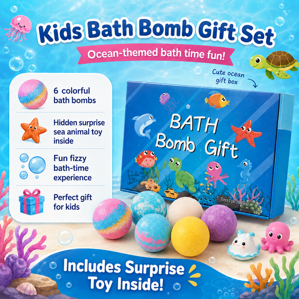 Magic Rainbow Bath Bombs for Kids with Surprise Toy Inside (6-Pack) – Organic & Skin-Safe